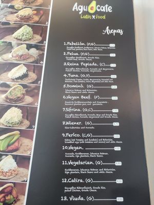 Menu at Aguacate Latin Food in Vienna