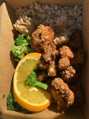 Orange (faux) Chicken at Sage Bistro and KindKreme in Los Angeles