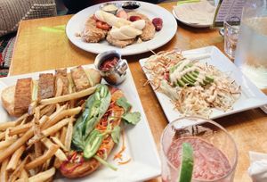 Chia French toast, hash browns, and banh  mi!  at Sage Bistro and KindKreme in Los Angeles