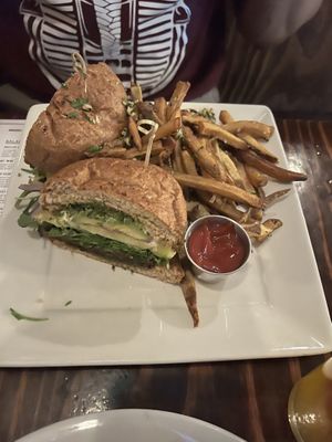 Cali avocado pesto burger   at Sage Bistro and KindKreme in Los Angeles