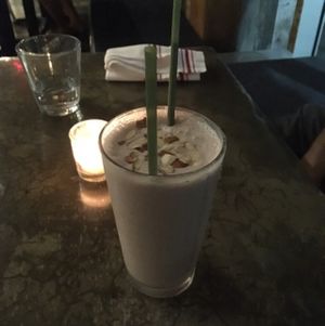 Banana and almond butter shake (OMG) at Sage Bistro and KindKreme in Los Angeles