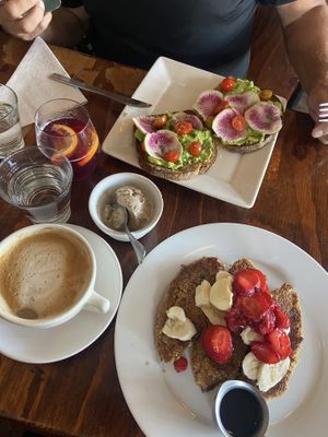 Avo toasts and french toast   at Sage Bistro and KindKreme in Los Angeles