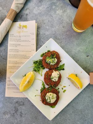 Jackfruit crab cakes at Sage Bistro and KindKreme in Los Angeles