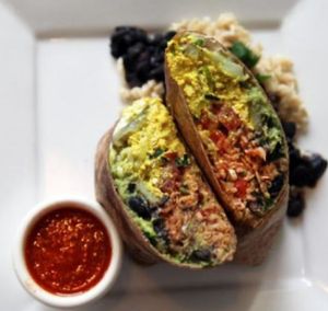 Jackfruit chorizon burrito at Sage Bistro and KindKreme in Los Angeles