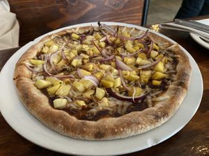 BBQ pizza  at Sage Bistro and KindKreme in Los Angeles