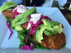 Quinoa Corn Cakes at Sage Bistro and KindKreme in Los Angeles