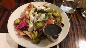 Vegan nachos with mole at Sage Bistro and KindKreme in Los Angeles
