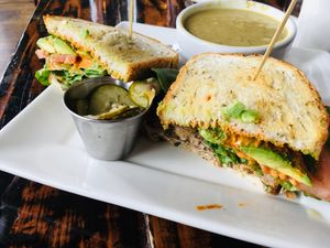 Tuna Melt and a side of Broccoli and Cauliflower Soup for +$2 at Sage Bistro and KindKreme in Los Angeles