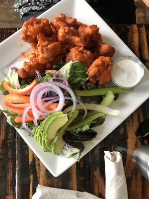 Hot wing bowl/salad at Sage Bistro and KindKreme in Los Angeles