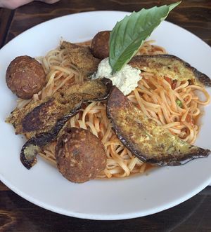 Eggplant Aribiatta Linguini at Sage Bistro and KindKreme in Los Angeles