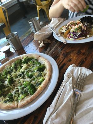 vegan pizza at Sage Bistro and KindKreme in Los Angeles