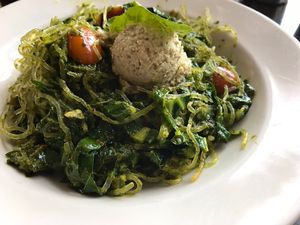 Pesto pasta raw  at Sage Bistro and KindKreme in Los Angeles