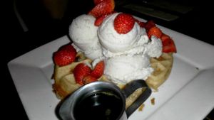Waffle with ice cream at Sage Bistro and KindKreme in Los Angeles