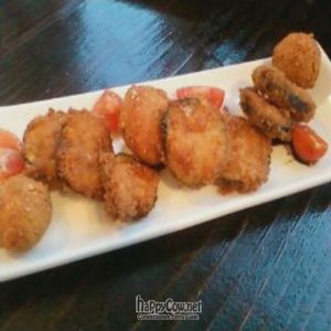 beer battered zucchini and almond crusted fried cheese at Sage Bistro and KindKreme in Los Angeles