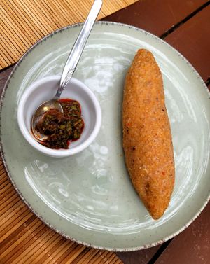 Kibbeh w/oyster mushroom p at Kumin Vegan Lezzetler in Istanbul