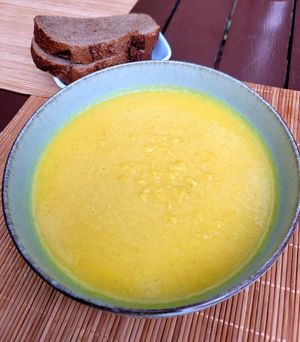 Celery soup w/coconut milk & ginger at Kumin Vegan Lezzetler in Istanbul