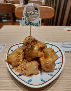 Golden deep fried tofu with vegan XO sauce 脆炸金磚豆腐 at Ging Sun Ho - 堅信號 in New Territories
