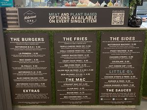 Menu (every item has a vegan option)  at Notorious BRG in Maidstone