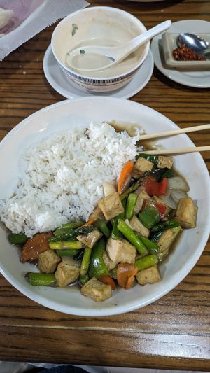 The special of the day and Tom kha soup at Zen Zero in Lawrence