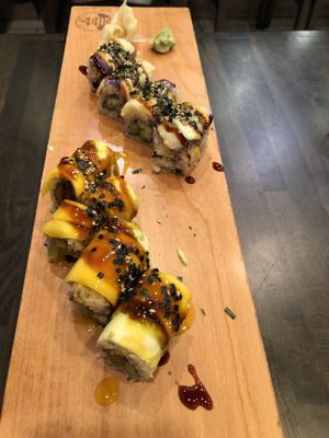 Vegan Hashi roll and eggplant roll. 8 pieces each.  at Hashi Gawa in Alameda