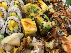 3 different vegan sushi rolls including the hashi gawa special. All very good.  at Hashi Gawa in Alameda