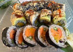 Spicy veggie roll, veggie bomb roll, veggie tempura roll  at Hashi Gawa in Alameda