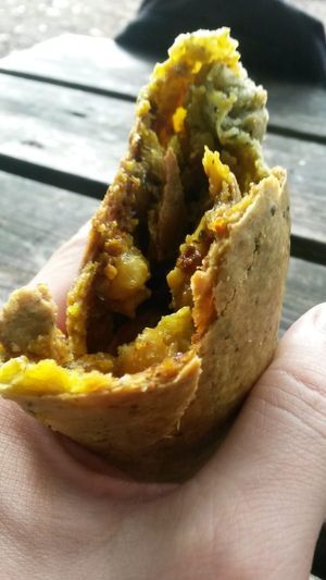 Mmmm.... Curried cauliflower pasty at National Trust Gibside Market Place Cafe in Gateshead