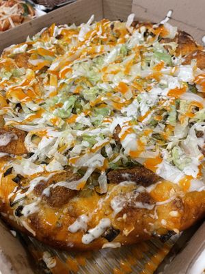 Specialty pizza #2–Buffalo tofu pizza!  at Vegano Italiano - Food Truck in Ann Arbor