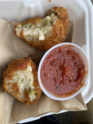 I was super lucky & Rosie let me taste two different versions of the Arancini before she added it to the menu ❤️  at Vegano Italiano - Food Truck in Ann Arbor