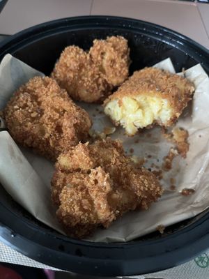 Mac and Cheese Balls. also tasty and cheesy, but if you’re sensitive to oil/deep fried foods, i’d recommend to eat less or not eat any of them.  at Vegano Italiano - Food Truck in Ann Arbor