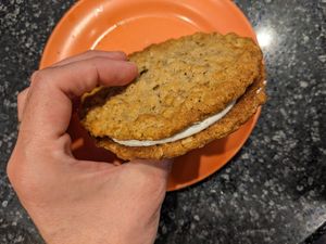 Oatmeal cream pie cookie sandwich at Botanical Bakeshop in Milan