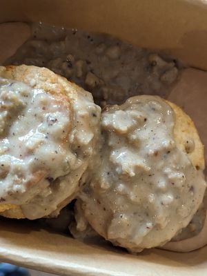 Biscuits and gravy at Botanical Bakeshop in Milan