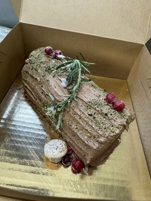 Bûche de Noël cake  at Botanical Bakeshop in Milan