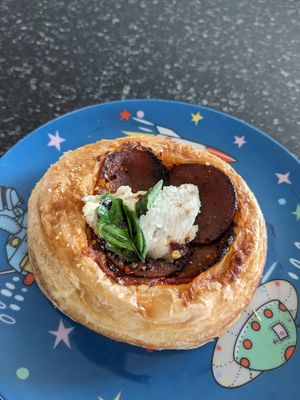Pepperoni croissant at Botanical Bakeshop in Milan