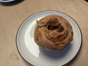 Almond cruffin at Botanical Bakeshop in Milan