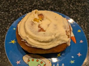 Blueberry corn bun at Botanical Bakeshop in Milan
