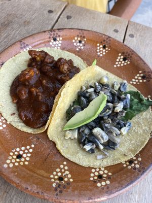 Tacos Califlor con Mole y Huitlacoche   at La Vegan Taqueria in Tulum