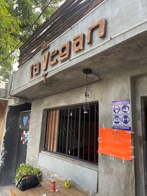 La Vegan Sign  at La Vegan Taqueria in Tulum