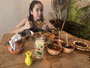 Thumbs up delicious   at La Vegan Taqueria in Tulum