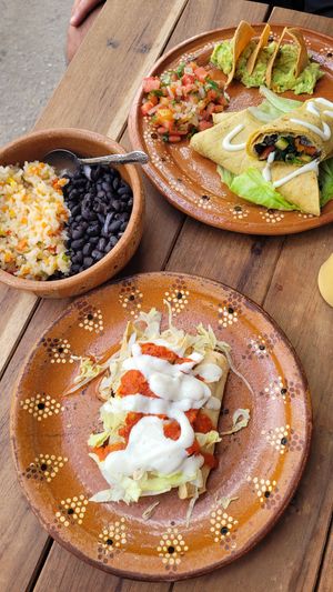 Burrito & Enchilada, Beans & Rice at La Vegan Taqueria in Tulum