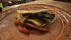 Quesadilla stuffed with veggies  at La Vegan Taqueria in Tulum