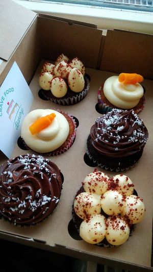 Double chocolate cupcakes and red velvet cupcakes at Crave Food Bakery  in Udine