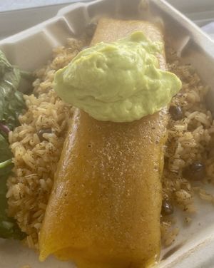 Yuca- Calabaza Pastel with Arroz con Gadules & Avocado Sauce at saVor in San Juan