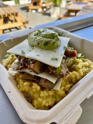 Hearts of Palm & Broccoli Lasagne with Avocado-Almond Pesto & West Indies Pumpkin Rissoto  at saVor in San Juan
