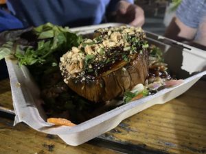 Eggplant mignon with pad Thai  at saVor in San Juan