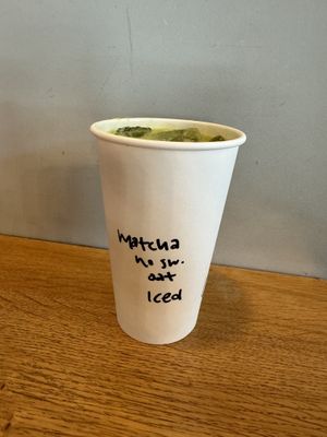 matcha with oat milk   at LuluBelle's Coffee House and Bakery in Running Springs