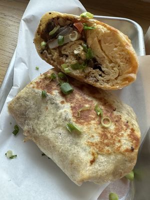 Veggie breakfast burrito with just egg  at LuluBelle's Coffee House and Bakery in Running Springs
