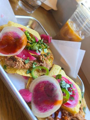 Vegan breakfast tostadas. So yum. I took the vegan egg off bc it's not my thing but flavors on the rest were epic. Great brekky. at LuluBelle's Coffee House and Bakery in Running Springs
