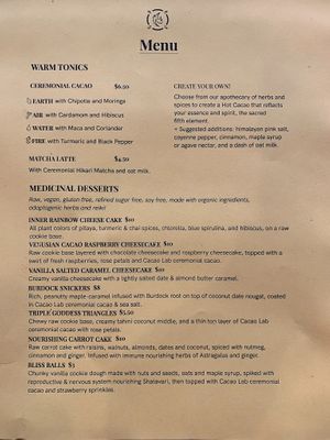 Menu (Nov 2021) at Cacao Lab in Kingston