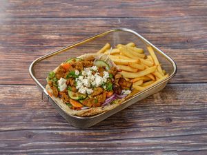 Vegan grille avec frites at Eat With Joy in Paris